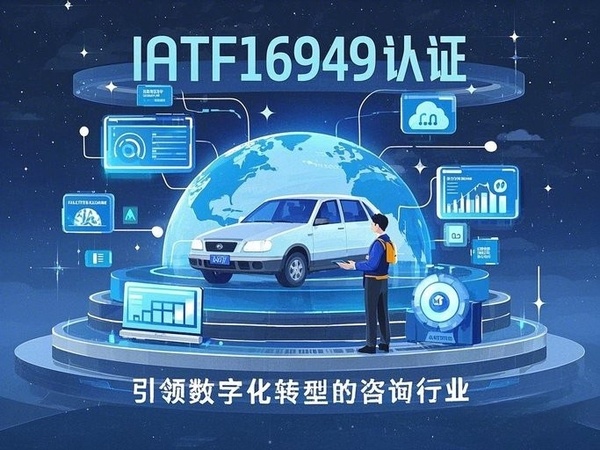 图片中央是一个大的汽车模型。 周围围绕着多个小图标，如云计算、大数据、AI等，表示这些技术是数字化转型的关键。 一位咨询师（或多人）站在地球旁，手持平板电脑或笔记本，正在分析数据或与客户沟通，展示咨询..._副本.jpg